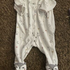 Carter's White and Gray Footies Soft One Pieces